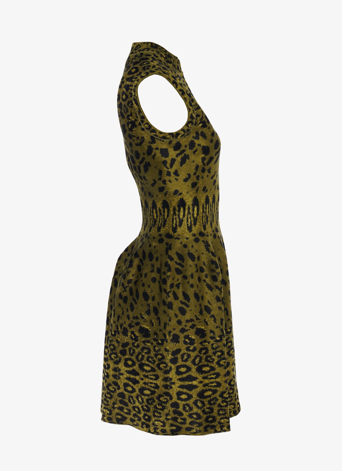 Zip-up dress in leopard velvet ALAÏA BLACK/GREEN ZIP-UP DRESS IN LEOPARD VELVET